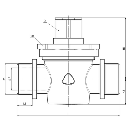 Rubinetto a maschio conico in bronzo tipo Sicilia con fondo chiuso con quadro di manovra M-M