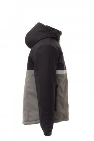 WISE PAD Soft-shell imbottito da uomo, chiusura tramite zip SBS con cursore in metallo "semi-autolock" e tiretto personalizzato SMOKE/NERO