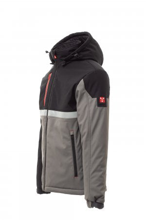 WISE PAD Soft-shell imbottito da uomo, chiusura tramite zip SBS con cursore in metallo "semi-autolock" e tiretto personalizzato SMOKE/NERO