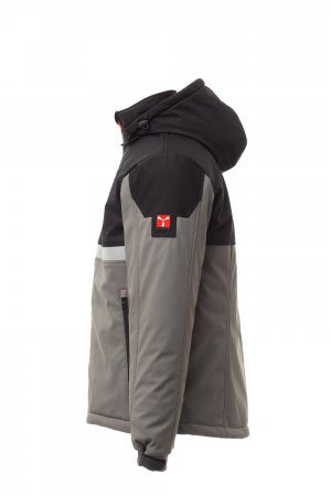 WISE PAD Soft-shell imbottito da uomo, chiusura tramite zip SBS con cursore in metallo "semi-autolock" e tiretto personalizzato SMOKE/NERO