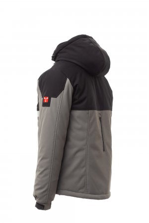 WISE PAD Soft-shell imbottito da uomo, chiusura tramite zip SBS con cursore in metallo "semi-autolock" e tiretto personalizzato SMOKE/NERO
