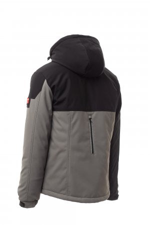 WISE PAD Soft-shell imbottito da uomo, chiusura tramite zip SBS con cursore in metallo "semi-autolock" e tiretto personalizzato SMOKE/NERO