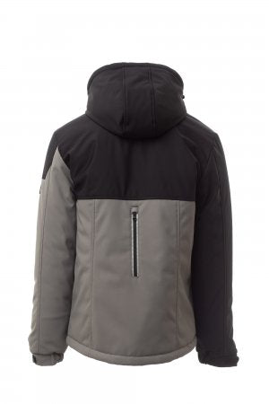 WISE PAD Soft-shell imbottito da uomo, chiusura tramite zip SBS con cursore in metallo "semi-autolock" e tiretto personalizzato SMOKE/NERO