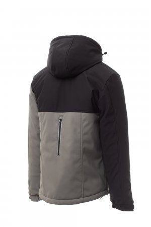 WISE PAD Soft-shell imbottito da uomo, chiusura tramite zip SBS con cursore in metallo "semi-autolock" e tiretto personalizzato SMOKE/NERO