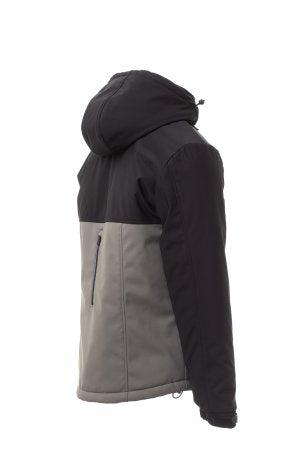 WISE PAD Soft-shell imbottito da uomo, chiusura tramite zip SBS con cursore in metallo "semi-autolock" e tiretto personalizzato SMOKE/NERO