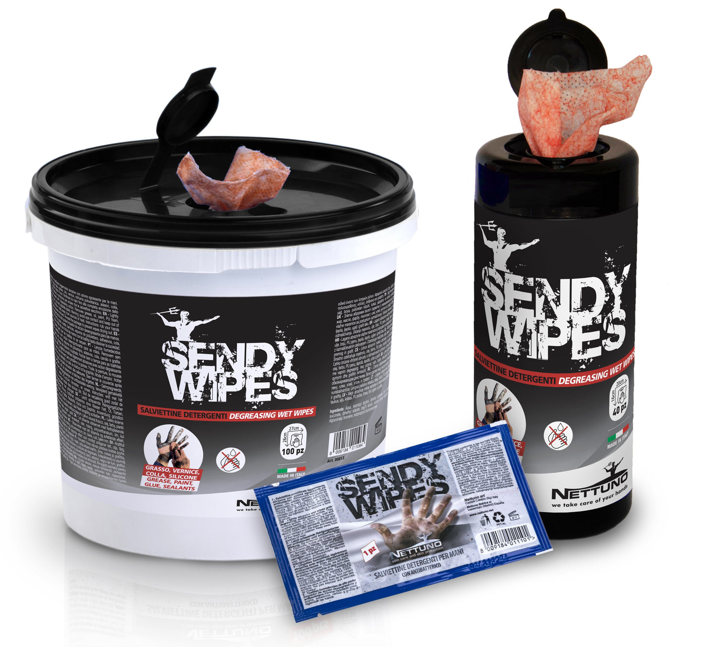SENDY WIPES TUBO 40 SALVIETTE Salviette lavamani umidificate extra forti senza risciacquo - Store F.lli Adornetto srl