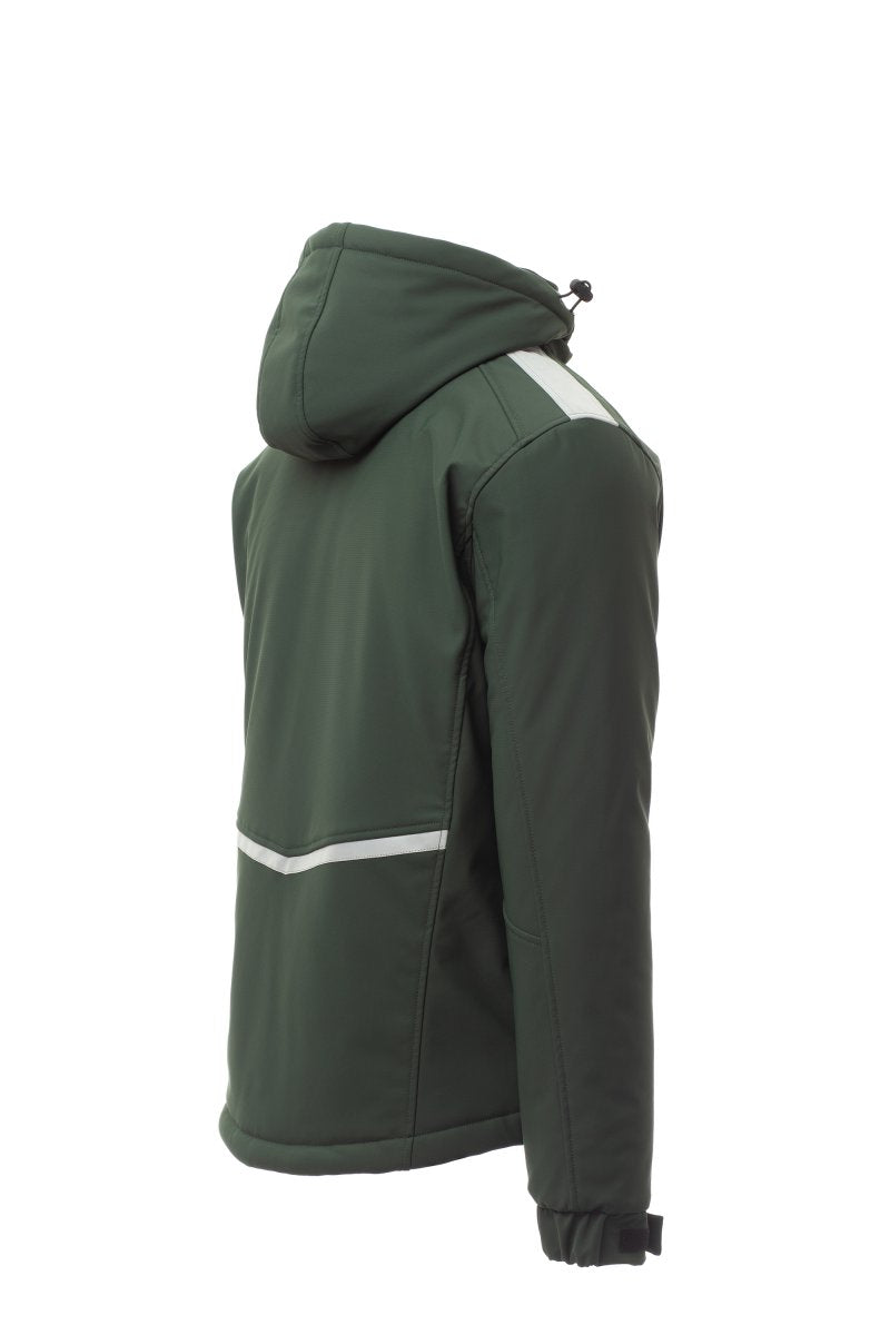 STREAM PAD Soft-shell imbottito da uomo, chiusura tramite zip SBS con cursore in metallo "semi-auto lock" e tiretto personalizzato VERDE/NERO