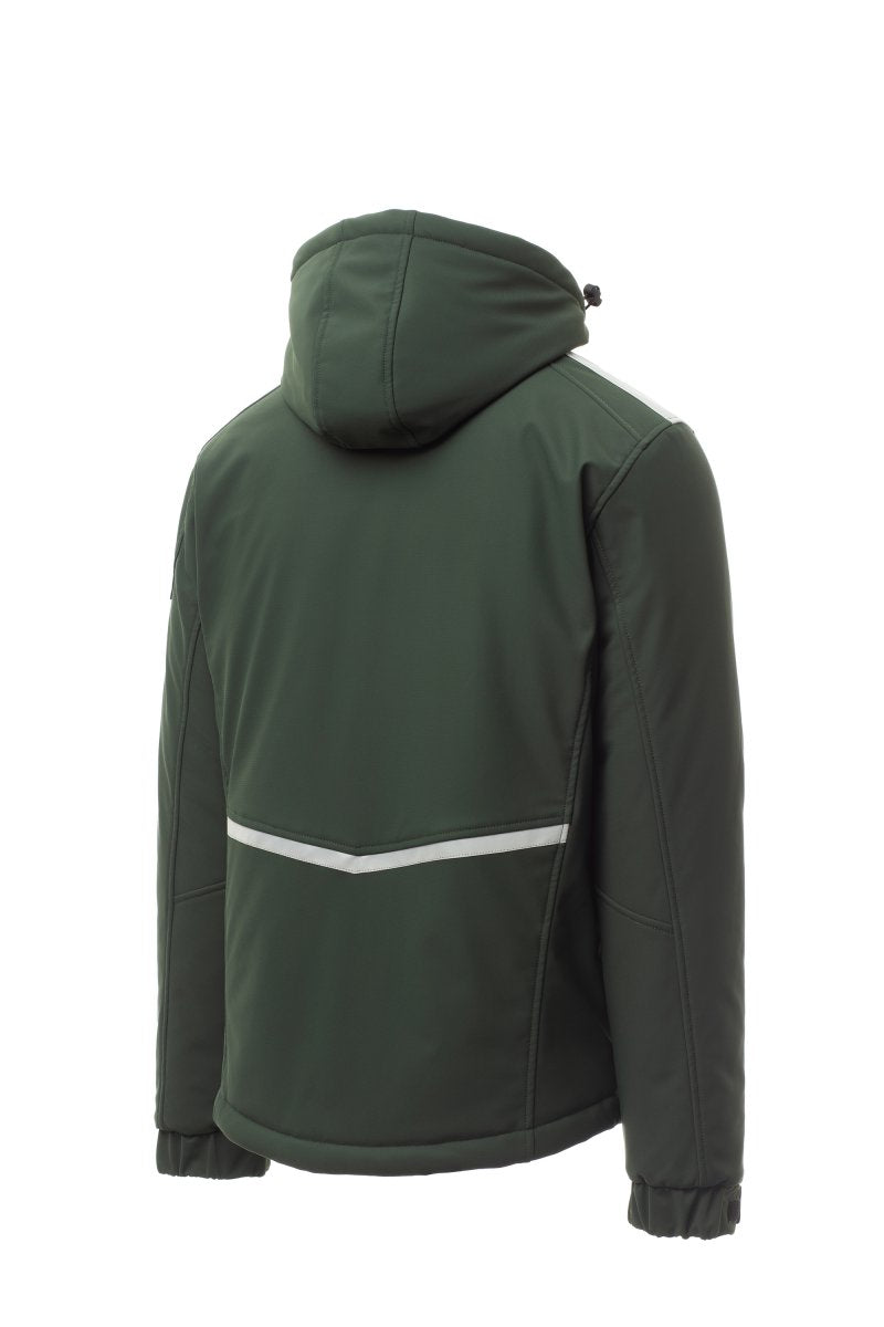 STREAM PAD Soft-shell imbottito da uomo, chiusura tramite zip SBS con cursore in metallo "semi-auto lock" e tiretto personalizzato VERDE/NERO