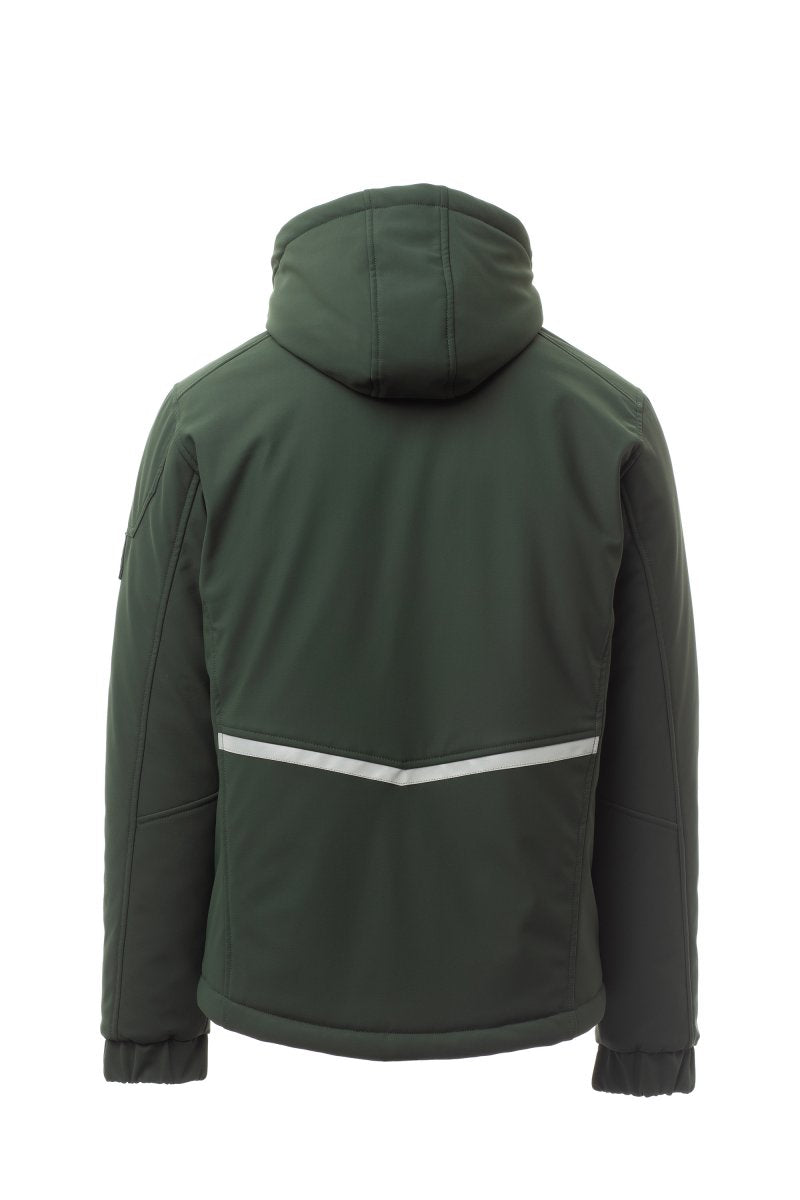 STREAM PAD Soft-shell imbottito da uomo, chiusura tramite zip SBS con cursore in metallo "semi-auto lock" e tiretto personalizzato VERDE/NERO