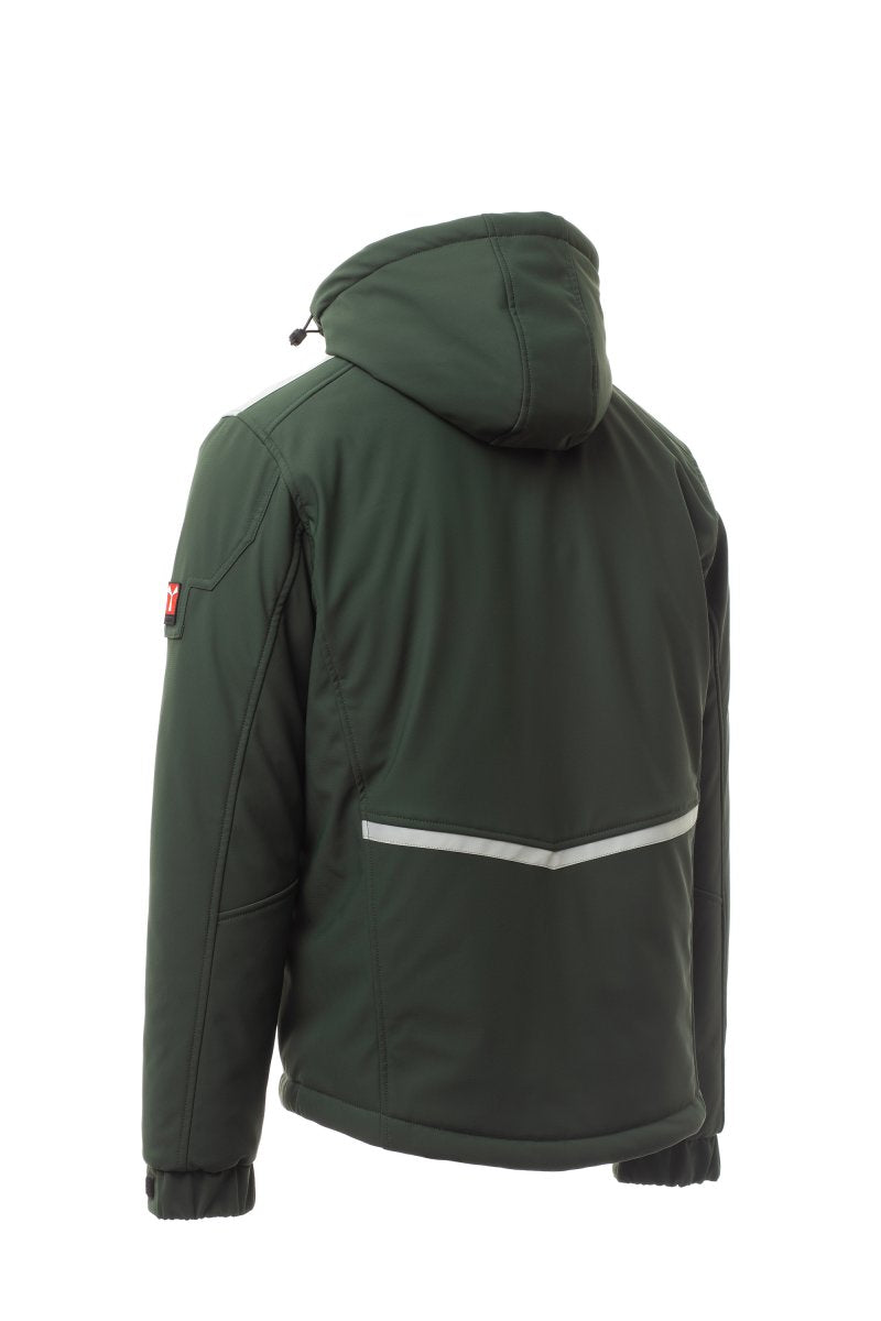 STREAM PAD Soft-shell imbottito da uomo, chiusura tramite zip SBS con cursore in metallo "semi-auto lock" e tiretto personalizzato VERDE/NERO