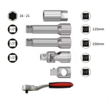 ASSORTIMENTO 32 PCS. BUSSOLE ED ACCESSORI 1/2” VALIGETTA IN TERMOFORMATO - Store F.lli Adornetto srl