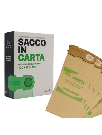 Sacchetti in carta compatibili a modelli VK 120-121-122 (Cf 8 pezzi)