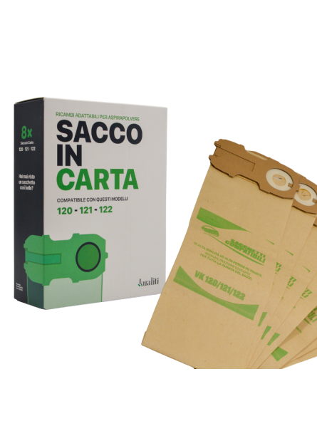 Sacchetti in carta compatibili a modelli VK 120-121-122 (Cf 8 pezzi)