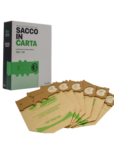 Sacchetti in carta compatibili a modelli VK 130-131 (Cf 6 pezzi)