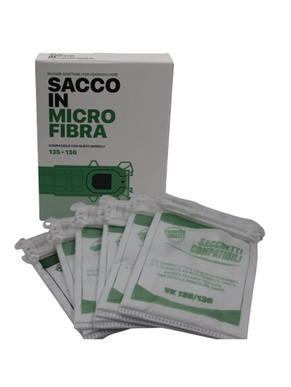 Sacchetti in microfibra compatibili a modelli VK 135-136 (Cf 6 pezzi)