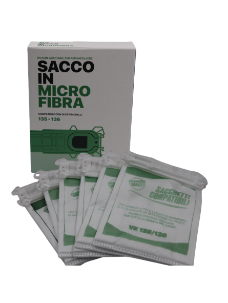 Sacchetti in microfibra compatibili a modelli VK 135-136 (Cf 6 pezzi)