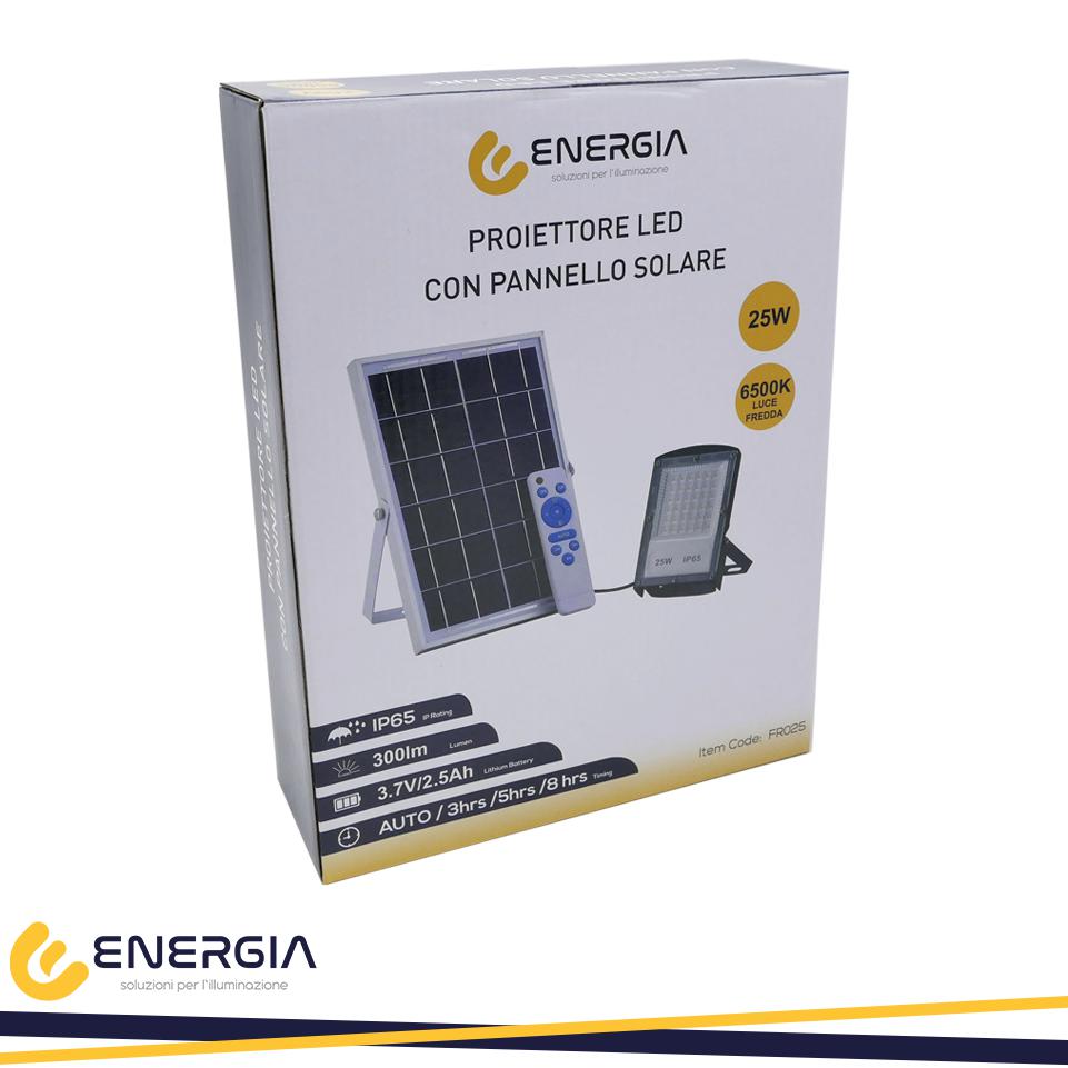 Proiettore solare 25w 6500k ip65 300lm