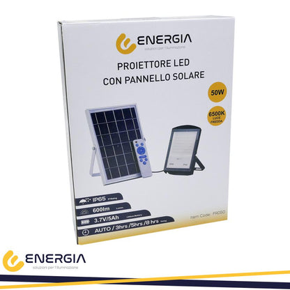 Proiettore solare 50w 6500k ip65 600lm