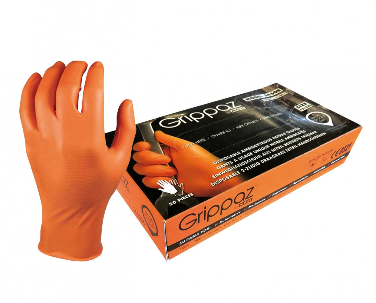 Guanti in Nitrile Grippaz Arancio PZ.50 - Store F.lli Adornetto srl