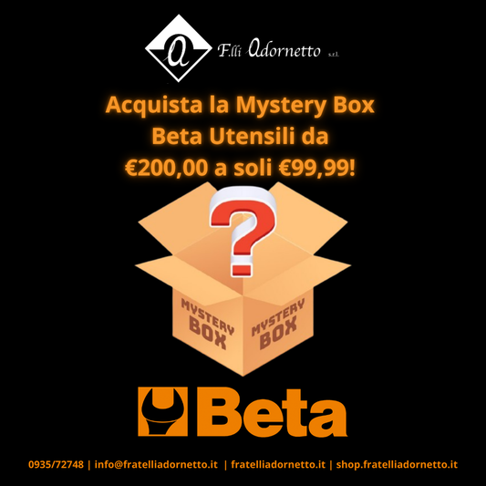 Mystery Box Beta Tools, scatola con al suo interno utensili manuali e prodotti chimici
