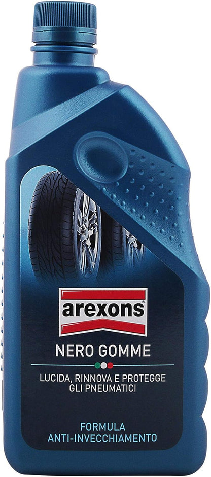 AREXONS NERO GOMME 1l Prodotto nero gomme auto, nero per pneumatici, nero gomme liquido, rinnova e protegge le gomme di auto e moto, previene dall'invecchiamento, maggiore elasticità della gomma - Store F.lli Adornetto srl