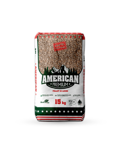 PELLET AMERICAM PREMIUM 15KG - 10 SACCHI ALTISSIMO POTERE CALORIFERO CLASSIFICAZIONE ENplus A1