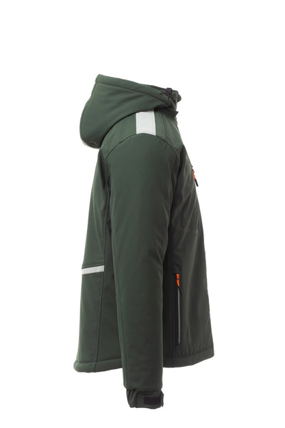 STREAM PAD Soft-shell imbottito da uomo, chiusura tramite zip SBS con cursore in metallo "semi-auto lock" e tiretto personalizzato VERDE/NERO