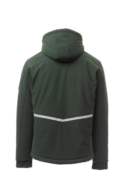 STREAM PAD Soft-shell imbottito da uomo, chiusura tramite zip SBS con cursore in metallo "semi-auto lock" e tiretto personalizzato VERDE/NERO