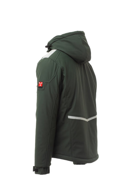STREAM PAD Soft-shell imbottito da uomo, chiusura tramite zip SBS con cursore in metallo "semi-auto lock" e tiretto personalizzato VERDE/NERO